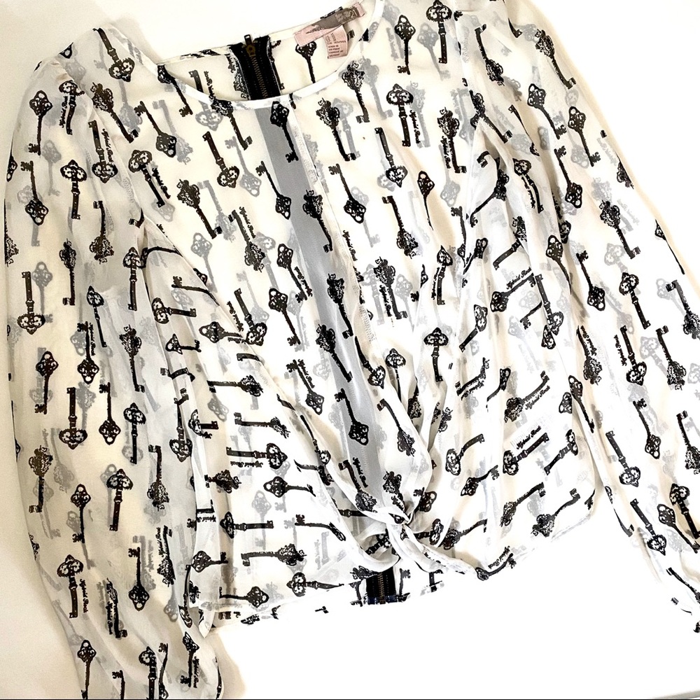 Sheer Key Print Top